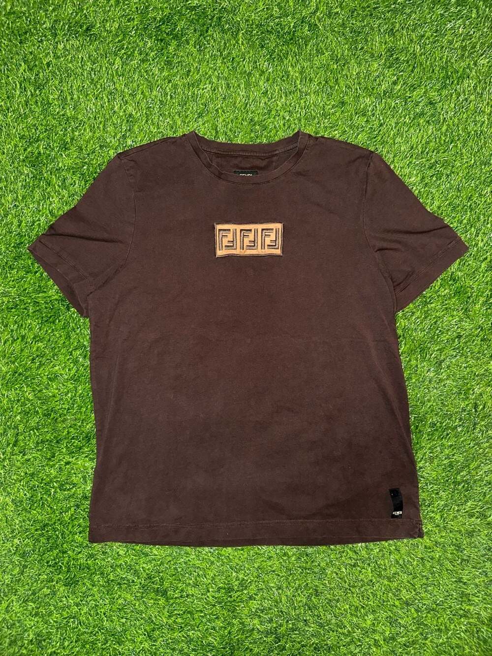 Fendi T-Shirt Size M Brown Logo Graphic Short Sleeve